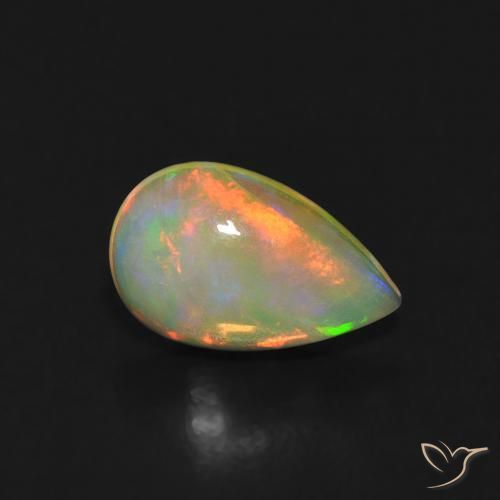 Ópalo Multicolor natural de 0.49 ct, En forma de pera, Transparente