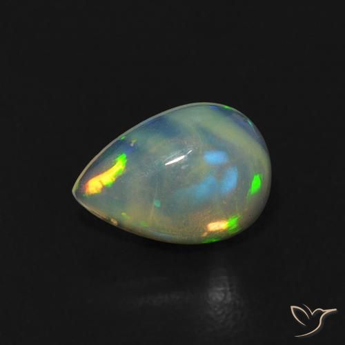 Ópalo Multicolor natural de 0.40 ct, En forma de pera, Transparente