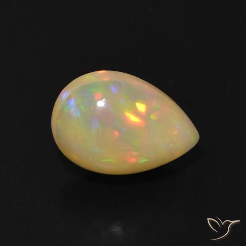 Ópalo Multicolor natural de 1.38 ct, En forma de pera, Transparente