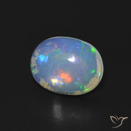 Ópalo Multicolor natural de 0.55 ct, Ovalada, Transparente