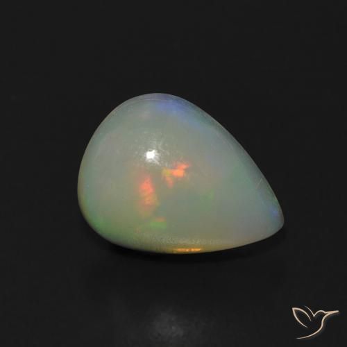 Ópalo Multicolor natural de 0.91 ct, En forma de pera, Transparente