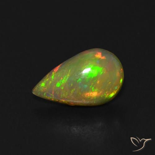 Ópalo Multicolor natural de 0.40 ct, En forma de pera, Transparente
