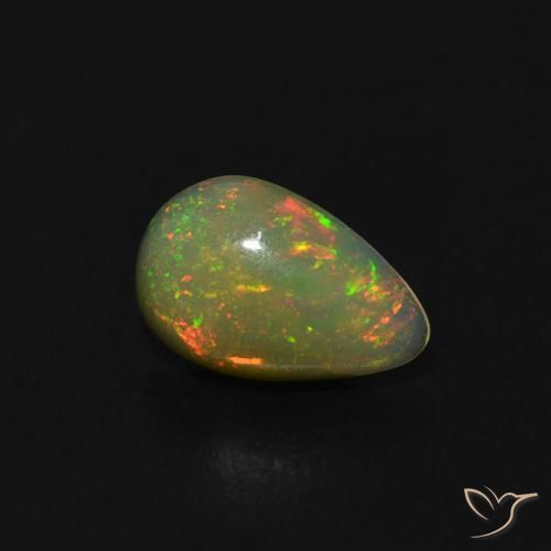 Ópalo Multicolor natural de 0.46 ct, En forma de pera, Transparente