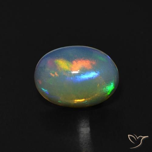 0.72ct Natural Blanco azulado Ópalo, Ovalada, Transparente