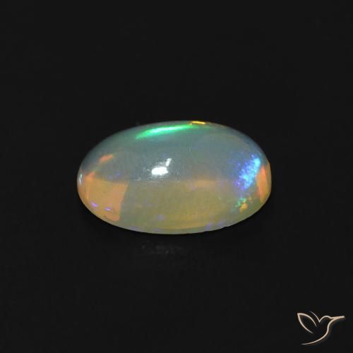 Ópalo Blanco azulado natural de 0.72 ct, Ovalada, Transparente