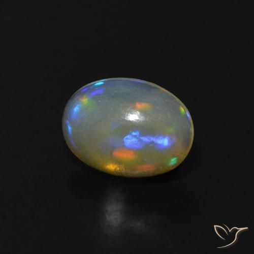 Ópalo Blanco azulado natural de 0.52 ct, Ovalada, Transparente