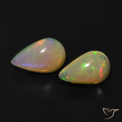 0.86ctw Natural Multicolor Ópalo, En forma de pera, Transparente