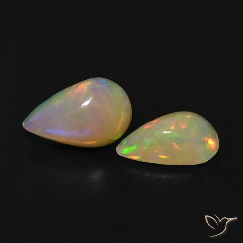 Gemas de Ópalo Multicolor natural de 0.86 ct, En forma de pera, Transparente