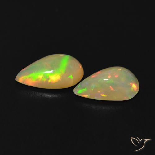 Gemas de Ópalo Multicolor natural de 0.86 ct, En forma de pera, Transparente