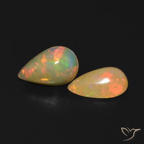 Gemas de Ópalo Multicolor natural de 0.89 ct, En forma de pera, Transparente