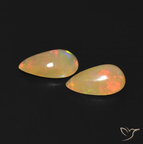 Gemas de Ópalo Multicolor natural de 0.89 ct, En forma de pera, Transparente