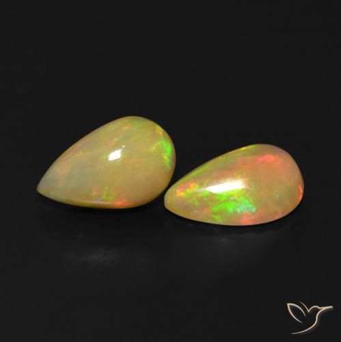 Gemas de Ópalo Multicolor natural de 1.14 ct, En forma de pera, Transparente