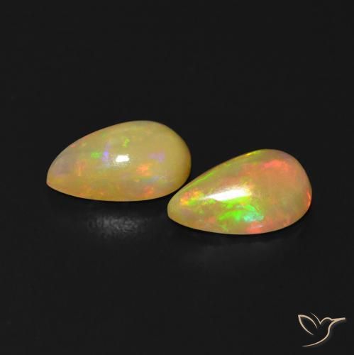Gemas de Ópalo Multicolor natural de 1.14 ct, En forma de pera, Transparente