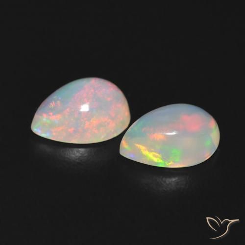 Gemas de Ópalo Multicolor natural de 0.98 ct, En forma de pera, Transparente