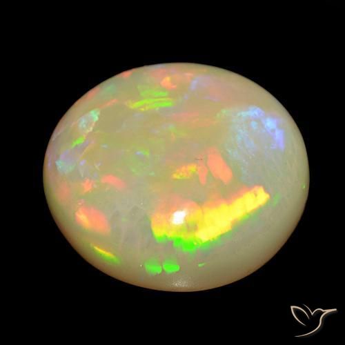 Ópalo Multicolor natural de 26.71 ct, Redondo, Opaco