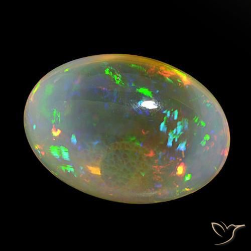 Ópalo Multicolor natural de 22.77 ct, Ovalada, Transparente