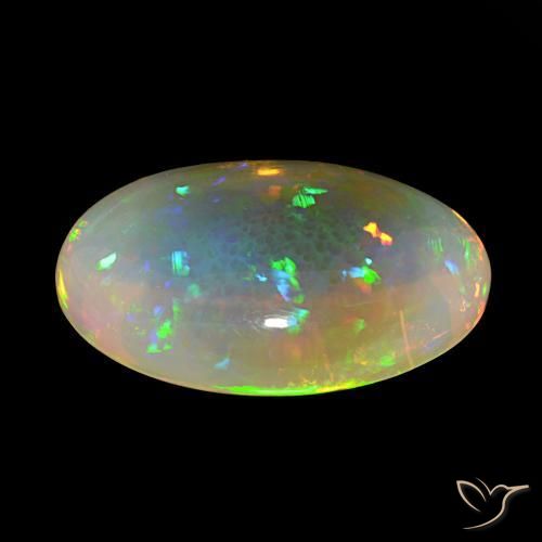Ópalo Multicolor natural de 22.77 ct, Ovalada, Transparente
