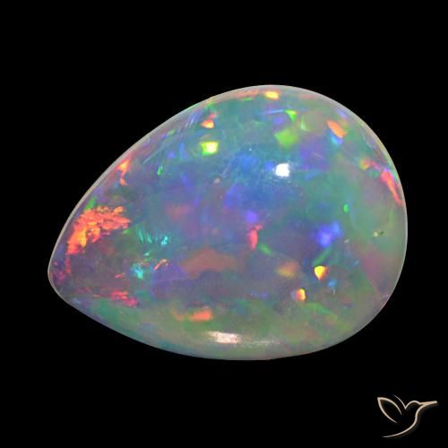 Ópalo Multicolor natural de 9.35 ct, En forma de pera, Transparente