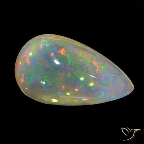 Ópalo Multicolor natural de 9.19 ct, En forma de pera, Transparente