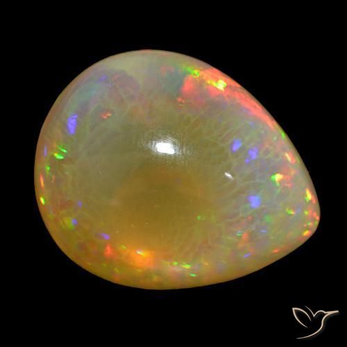 Ópalo Multicolor natural de 24.54 ct, En forma de pera, Transparente