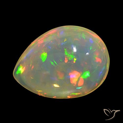 Ópalo Multicolor natural de 11.83 ct, En forma de pera, Transparente