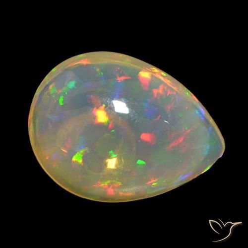 Ópalo Multicolor natural de 11.83 ct, En forma de pera, Transparente