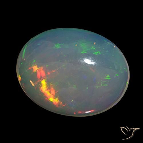 Ópalo Multicolor natural de 7.53 ct, Corte Óvalo, Transparente