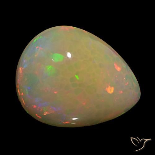 Ópalo multicolor natural de 14,60 ct, en forma de pera, transparente