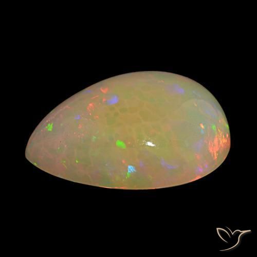 Ópalo multicolor natural de 14,60 ct, en forma de pera, transparente