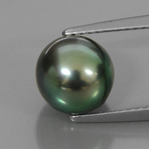 Perla verde natural de 3,83 ct, esfera / bola, opaco