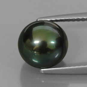 Perla verde natural de 4,56 ct, esfera / bola, opaco