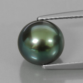 Perla verde natural de 4,73 ct, esfera / bola, opaco