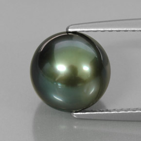 Perla verde natural de 5,08 ct, esfera / bola, opaco