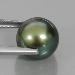 Perla verde natural de 5,08 ct, esfera / bola, opaco