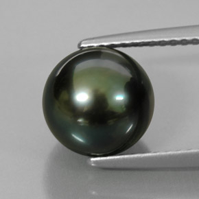Perla verde natural de 4,66 ct, esfera / bola, opaco