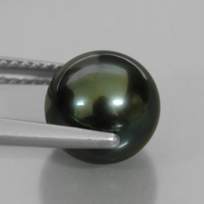 Perla verde natural de 4,66 ct, esfera / bola, opaco