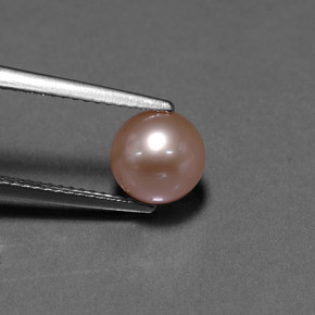 Perla rosa natural de 2,98 ct, esfera / bola, opaco