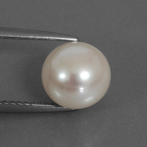 Perla blanco natural de 3,98 ct, esfera / bola, opaco