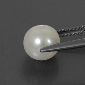 Perla blanco natural de 3,64 ct, esfera / bola, opaco