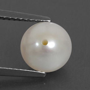 Perla blanco natural de 3,36 ct, esfera / bola, opaco