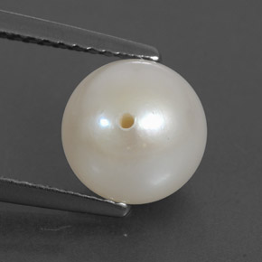 Perla blanco natural de 3,49 ct, esfera / bola, opaco