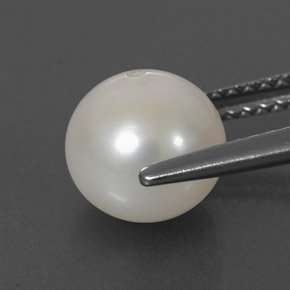 Perla blanco natural de 3,49 ct, esfera / bola, opaco
