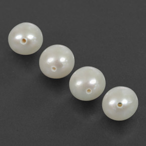 Gemas de Perla Blanco plateado natural de  ct, Esfera / Bola, Opaco