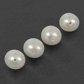 Gemas de Perla Blanco plateado natural de  ct, Esfera / Bola, Opaco
