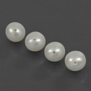 Gemas de Perla Blanco plateado natural de  ct, Esfera / Bola, Opaco