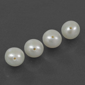 Gemas de Perla Blanco plateado natural de  ct, Esfera / Bola, Opaco