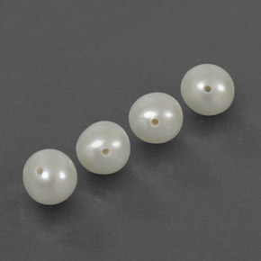 Gemas de perla blanco natural de  ct, esfera / bola, opaco