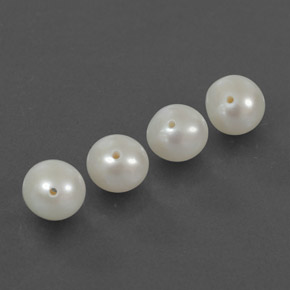 Gemas de Perla Blanco plateado natural de  ct, Esfera / Bola, Opaco