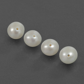 Gemas de Perla Blanco plateado natural de  ct, Esfera / Bola, Opaco