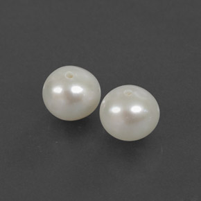 Gemas de Perla Blanco plateado natural de  ct, Esfera / Bola, Opaco